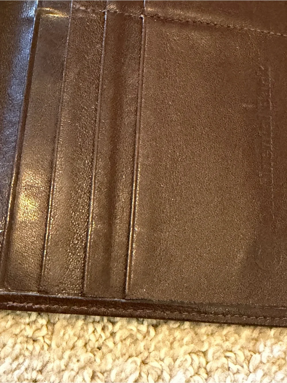 Bosca Leather Wallet Checkbook Cover Bifold Men's Brown Full Grain Hide Vintage
